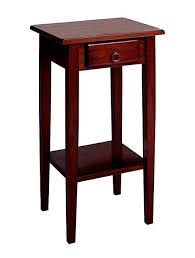 Narrow Phone Stand End Table With Storage Drawer Handle Rustic Classic Style Lower Bottom Shelf T End Tables With Storage Small Nightstand Bedroom Night Stands