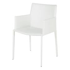 Mit sitzkissen leinen weiss 4251633125769. Stuhl Mit Armlehne Aus Lederfaserstoff Weiss Klint Maisons Du Monde