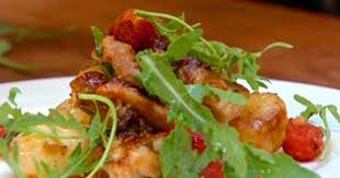 Crispy And Sticky Chicken Thighs With Squashed New Potatoes And Tomatoes Recipe Sticky Chicken Thighs Sticky Chicken Potato Tomato Recipe