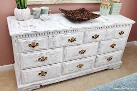 Distressed White Dresser Makeover How To Nest For Less Painted Furniture Distressed White Distressed Furniture Painting White Chalk Paint Furniture