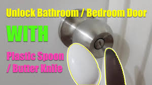 Hold the dull knife to apply torque. Unlock Bathroom Bedroom Door With Plastic Spoon Butter Knife Youtube