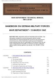 Hyperwar Handbook On German Military Forces Nonstop