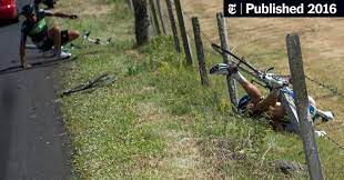 Hoogerland landed on barbed wire, requiring 33 stitches and 17 minutes medical treatment. Tour De France Crash Is The Latest Caused By Fans Or Vehicles The New York Times