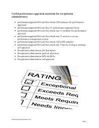 Edit, sign, print, fill online more fillable forms, subscribe now! Receptionist Administrator Performance Appraisal