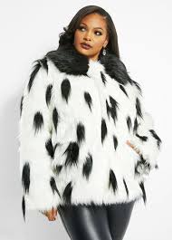 Black And White Faux Fur Coat Spot Faux Fur Coat White Black Warm Fur Coat Faux Fur Coat Fur Coat