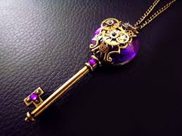 Steampunk Necklace Key Necklace Steampunk Jewelry Watch Gear Necklace Purple Necklace Bronze Steampunk Key Ooak Accessori Gioiello Gioielli Gemme