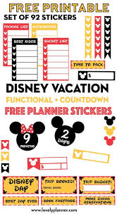 free printable disney vacation planner stickers countdown functional stickers lovely planner