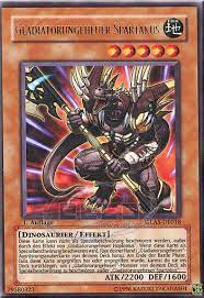 Gladiatorungeheuer, cyber drachen, vehicroids, staubons, kartenkavallerist, königliche feuersturmwache, finsterlords, zauberwirtschaftslehre. Gladiatorungeheuer Spartakus Yugioh Karte Gladiator Beast Spartacus Yugioh Card Gladiator S Assault Glas De018