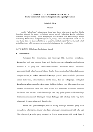 Pdf Globalisasi Dan Pendidikan Akhlak Suatu Usaha Untuk Membendung Nilai Nilai Negatif Globalisasi