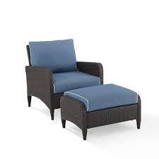 Kiawah 2pc Wicker Patio Chair With Ottoman Seating Set Blue Crosley Target