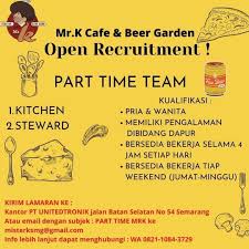 Sebanyak 68 lowongan kerja cafe dan yang berhubungan dengan loker cafe, rekrutmen cafe, peluang kerja cafe, peluang berkarir cafe, pekerjaan cafe di loker.my.id. Lowker Semarang Lowongan Kerja At Mr K Cafe Beer Facebook