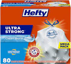 $6.16 each ($0.14/ct) 0 added. Amazon Com Hefty Ultra Strong Tall Kitchen Trash Bags Clean Burst Scent 13 Gallon 80 Count Packaging May Vary Health Personal Care