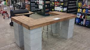 Cinder Block And Lumber Bar Www Mccoys Com Cinder Block Furniture Diy Patio Furniture Backyard Decor