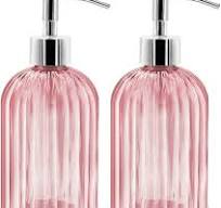 Confezione da 2 dispenser di sapone in vetro con pompa, 400 ml, dispenser  di sapone liquido per sapone, shampoo e lozione, ricarica per cucina,  bagno, ...