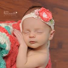 Tieback Headband, Newborn Headband, Newborn Photo Prop, Coral Pink Tieback,  Spring Tieback, Newborn Tie Back, Newborn Headband, Newborn Halo
