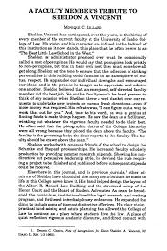 A FACULTY MEMBER'S TRIBUTE TO SHELDON A. VINCENTI