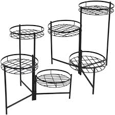 Sunnydaze Decor 22 In Black Iron 3 Tiered Plant Stand 2 Pack Hmi 729 The Home Depot Metal Plant Stand Plant Stands Outdoor Plant Stand Indoor