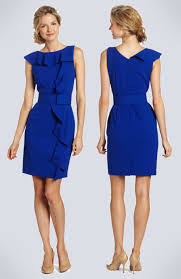 Calvin Klein Makes Such Beautiful Work Dresses Like This Royal Blue Ruffle Front Dress Because It Is Monochromatic T Fashion Dresses For Work Charcoal Dress