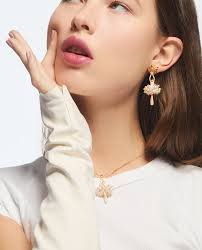 White rose branch and pearls bangle bracelet