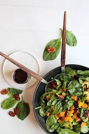 A simple spinach salad with an easy homemade balsamic vinaigrette makes for a delicious and healthy side dish! Easy Spinach Salad With Pecans Vinaigrette Cadry S Kitchen