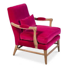 Fuschia Pink Velvet Wood Arm Chair