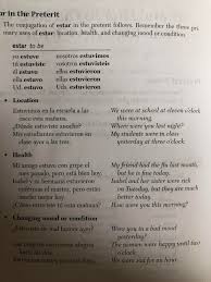 Estar in the preterit and imperfect tenses (question in comments- swipe for  both photos) : r/learnspanish