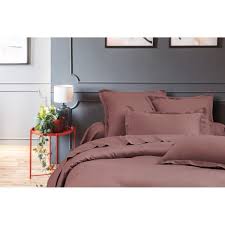 Laver et repasser sur l'envers afin de protéger les couleurs. Housse De Couette Satin De Coton 260x240 Cm Rose Gamme Unis Satin Maisons Du Monde