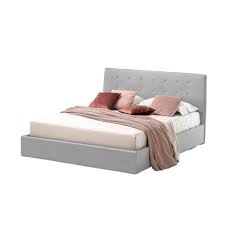 Pat Tapitat pentru Dormitor cu Lada Rabatabil, 160x200 Cm, Abra Promo Dolce  Dormire, Textil Gri Deschis