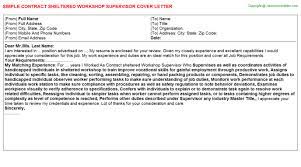 Mit jochen schweizer mitarbeiter begeistern & kunden binden. Contract Sheltered Workshop Supervisor Cover Letter