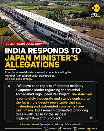 India has strongly pushed back against allegations by a former Japanese  minister that New Delhi is responsible for delays in the Mumbai-Ahmedabad Bullet  Train project. Responding to the remarks, the Ministry of
