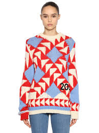 One of the 20th century's most iconic brands was born in 1968, when aspiring designer calvin klein wheeled a rack of impeccably tailored coats up new york's 7th avenue to meet with department store buyers. Calvin Klein 205w39nyc Chunky Knit Intarsia Wool Blend Sweater In 181 Multicoloured Modesens