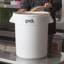 Lavex Janitorial 20 Gallon White Round Ingredient Bin Commercial Trash Can