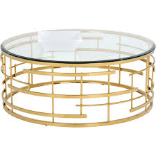 Sunpan 101485 Cielo Coffee Table Round Glass Top Gold Metal Base Gold Coffee Table Oval Coffee Tables Glass Top Coffee Table
