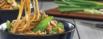 Bjs Couscous Mac And Cheese Pork Noodle Bowl With Spicy Peanut Sauce Bjs Member Journal Spicy Peanut Sauce Pork Noodles Peanut Sauce