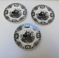 3 Antique Belgian Royale Boch Plates Marengo