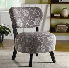 Cheap Accent Chair With Grey And White Floral Pattern In Dark Brown Wood Legs Home Goods Chairs White Accent Chair Accent Chairs