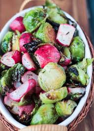 Roasted Radish And Brussels Sprouts Salad Recipe Radish Recipes Roasted Radishes Veggie Dishes