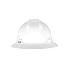 Msa 475369 White V Gard Slotted Full Brim Hard Hat W Fas Trac Iii Susp