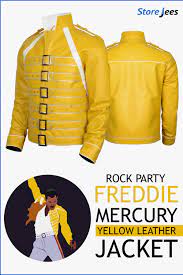 Rock Party Freddie Mercury Yellow Leather Jacket Leather Jacket Yellow Leather Jackets