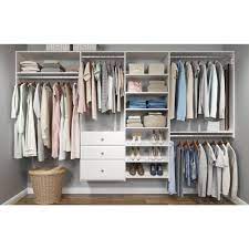 Closet Evolution Deluxe 60 In W 96 In W White Wood Closet System Wh1 The Home Depot Wood Closet Systems Wood Closets Closet System