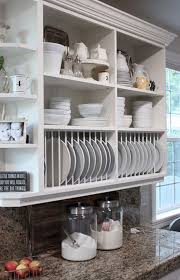 Charming Open Storage With Plate Rack Side Shelf Open Kitchen Cabinets Open Kitchen Shelves Home Kitchens