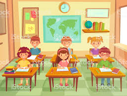 Ilustración de Niños De Alumno En El Aula Estudian De Alumnos De ...