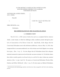 IN THE DISTRICT COURT OF THE *** STATES FOR THE MIDDLE DISTRICT OF ALABAMA NORTHERN DIVISION ANTONIO ORLANDER JERIDO, ) AIS #