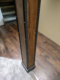 Basement Column Wrap With Faux Steel Trim And Faux Rivets Basement Column Wrap Column Wrap Columns Decor