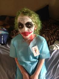 My son The Joker goes to school (7 years old!) How did my wife do with his  face paint