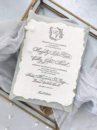 Letterpress Wedding Invitation Handmade Paper With Deckled Edge Lux Letterpress Wedding Invitations Handmade Wedding Invitations Elegant Wedding Stationery