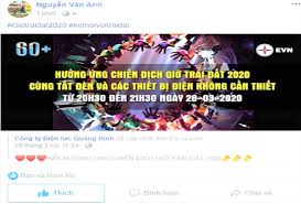 Sau 1 giờ tắt đèn của sự kiện giờ trái đất 2019 (20h30 đến 🍀 cam kết với chính mình sẽ yêu trái đất không điều kiện nhé mọi người. Quáº£ng Binh Tuyen Truyá»n Giá» Trai Ä'áº¥t 2020 Qua Hinh Thá»©c Trá»±c Tuyáº¿n Máº¡ng Xa Há»™i