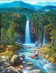 Bahan cat acrilyc kain kanvas. Catarata Oleo Sobre Lienzo Beautiful Nature Pictures Scenery Paintings Nature Pictures