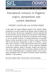 Pdf Educational Inclusion In England Origins Perspectives And Current Directions Inclusive Education In England