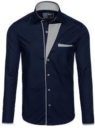 Navy Blue Men S Elegant Long Sleeve Shirt Bolf 4713 Navy Blue
